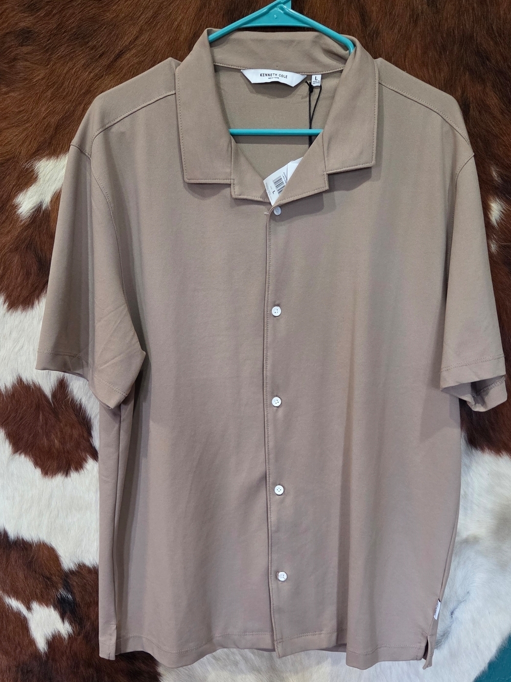 Kenneth Cole Men’s Short-Sleeve Button Shirt - Taupe